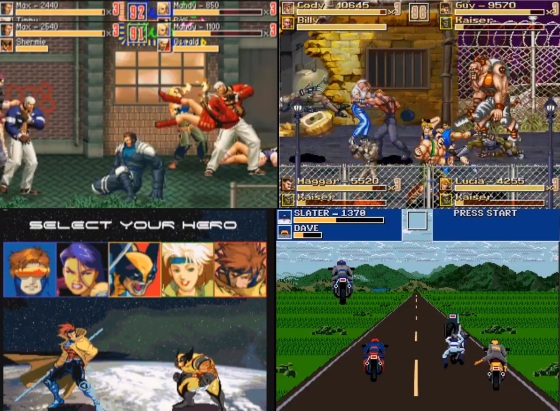 The original game (top left), Final Fight, X-Men and Road Rash